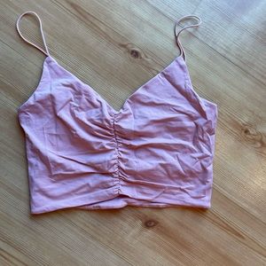 Spaghetti strap pink crop top